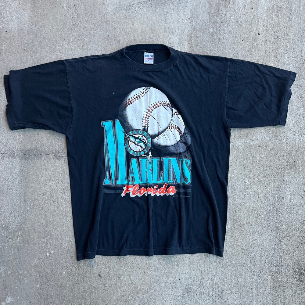VTG 1995 Florida Marlins T-Shirt Size XL Mens Black